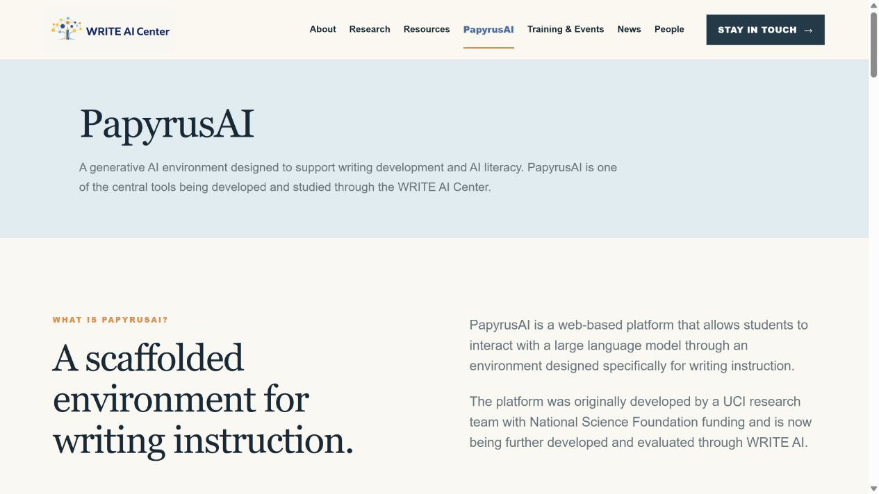WRITE AI Center PapyrusAI product page