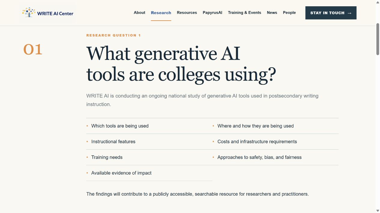 WRITE AI Center detailed research question template